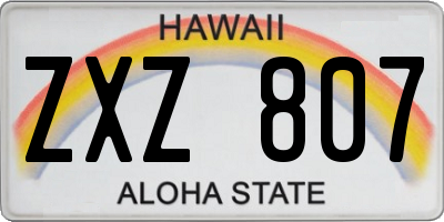 HI license plate ZXZ807