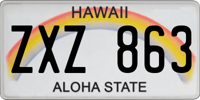HI license plate ZXZ863
