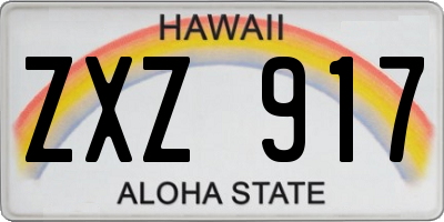 HI license plate ZXZ917