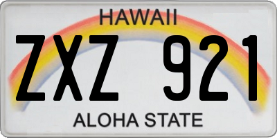 HI license plate ZXZ921