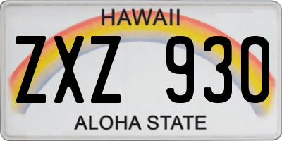 HI license plate ZXZ930
