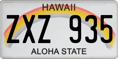 HI license plate ZXZ935