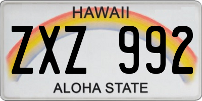 HI license plate ZXZ992