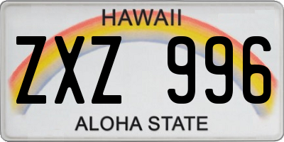 HI license plate ZXZ996