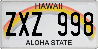 HI license plate ZXZ998