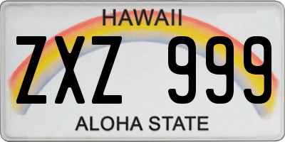 HI license plate ZXZ999
