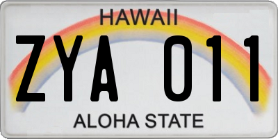 HI license plate ZYA011