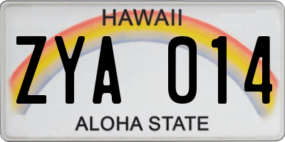 HI license plate ZYA014