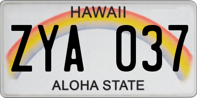 HI license plate ZYA037