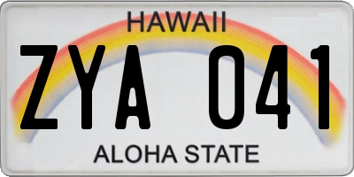HI license plate ZYA041