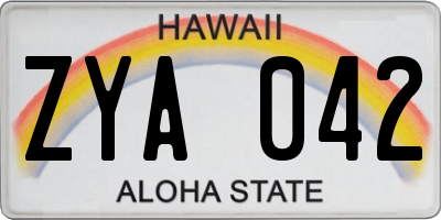 HI license plate ZYA042
