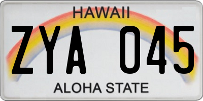 HI license plate ZYA045
