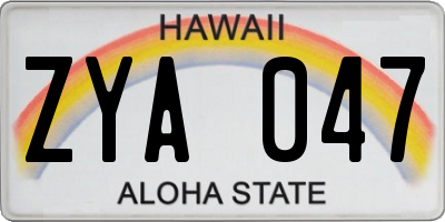 HI license plate ZYA047