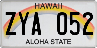 HI license plate ZYA052
