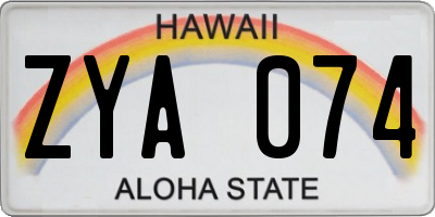 HI license plate ZYA074