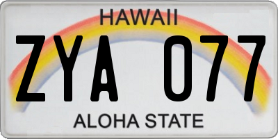 HI license plate ZYA077