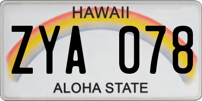 HI license plate ZYA078