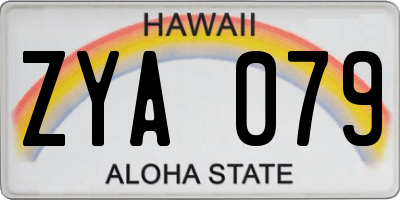 HI license plate ZYA079