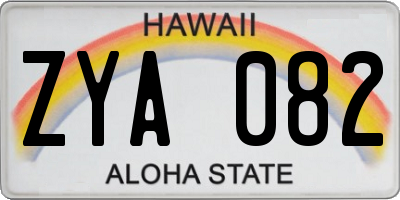 HI license plate ZYA082