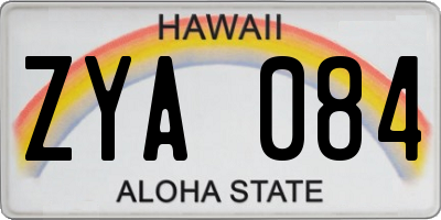HI license plate ZYA084
