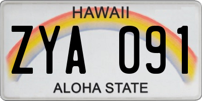 HI license plate ZYA091