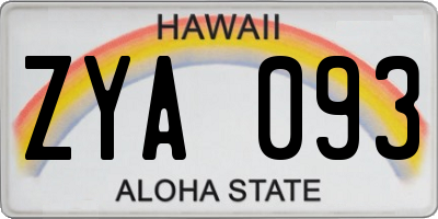 HI license plate ZYA093