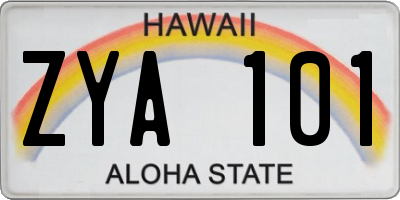 HI license plate ZYA101