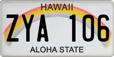 HI license plate ZYA106