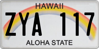 HI license plate ZYA117