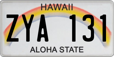 HI license plate ZYA131