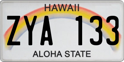 HI license plate ZYA133