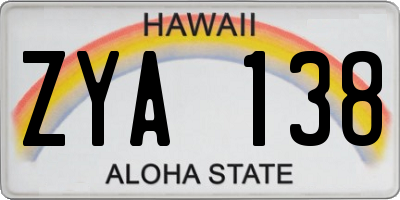 HI license plate ZYA138