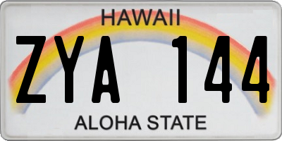 HI license plate ZYA144