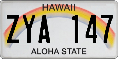 HI license plate ZYA147