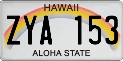 HI license plate ZYA153