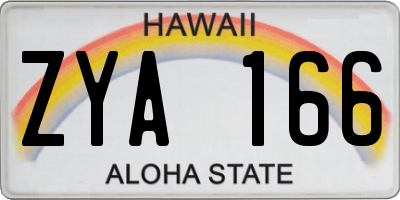 HI license plate ZYA166