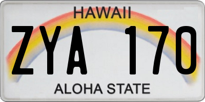 HI license plate ZYA170