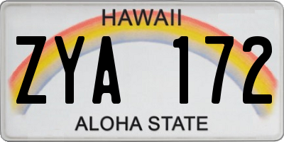 HI license plate ZYA172
