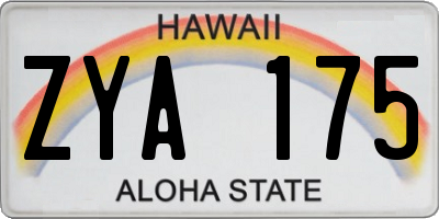 HI license plate ZYA175