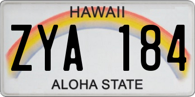 HI license plate ZYA184