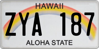 HI license plate ZYA187