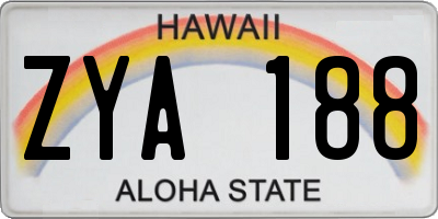 HI license plate ZYA188