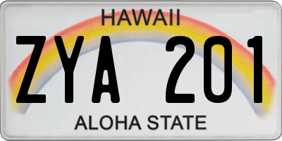 HI license plate ZYA201