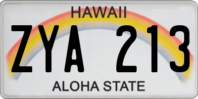 HI license plate ZYA213