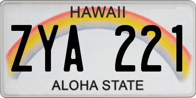 HI license plate ZYA221