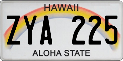 HI license plate ZYA225