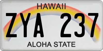 HI license plate ZYA237