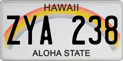 HI license plate ZYA238