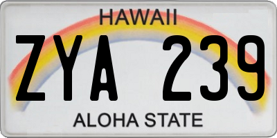 HI license plate ZYA239