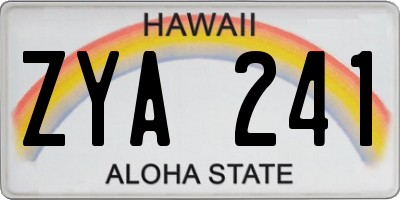 HI license plate ZYA241